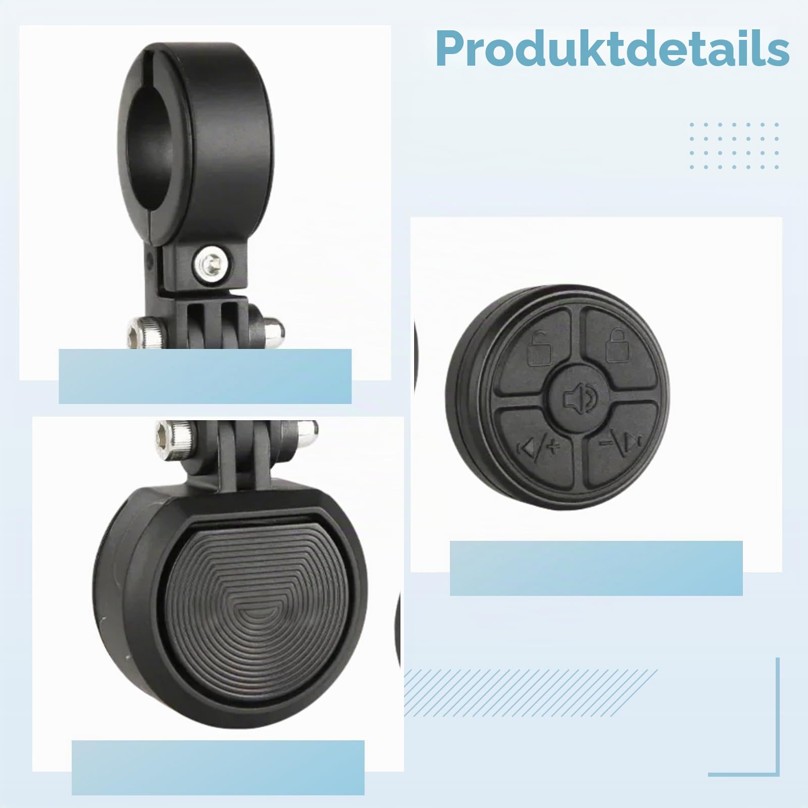 Kabellose 120 dB Anti-Diebstahl-Hupe mit Fernbedienung, IP66 wasserdichte elektrische Glocke, 4 Soundmodi, 30-Tage-Standby, Typ-C-Aufladung für Fahrräder