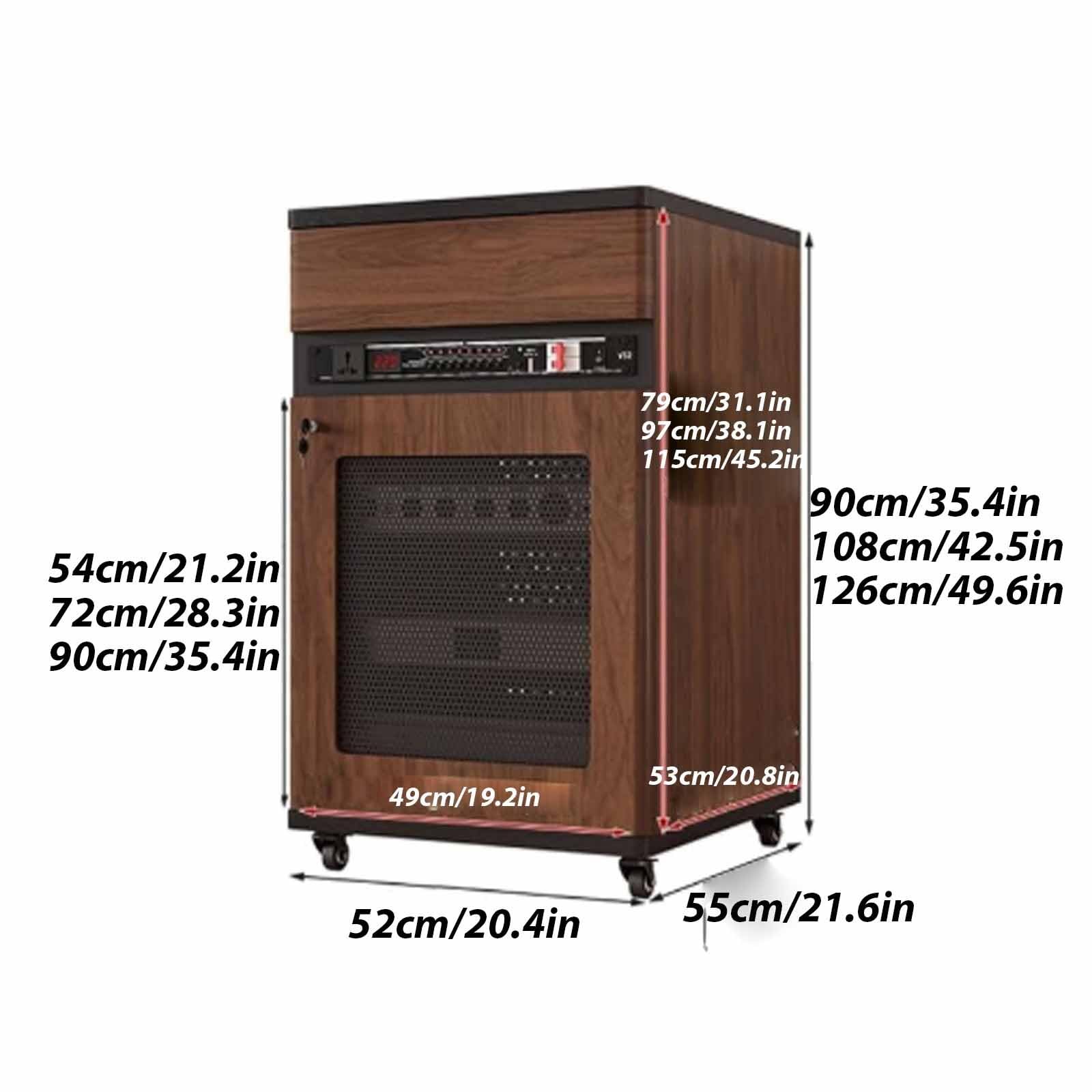 Armadietto per giradischi angolare in noce, supporto AV e supporto multimediale, moderno armadio stereo per dischi in vinile, altoparlanti e accessori (medie dimensioni)