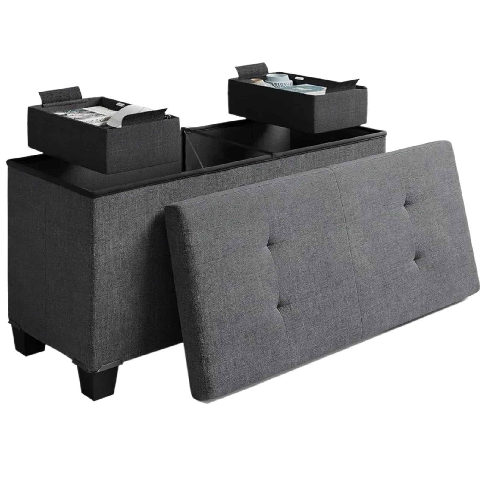 Banc de rangement 76cm ottoman pliable pour le bout de lit de chambre