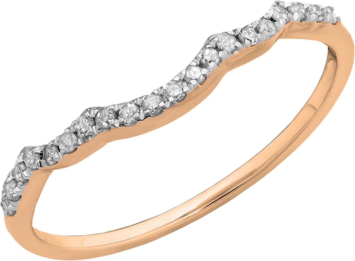 Dazzlingrock Collection Round White Natural Diamond Contour Wedding Band for Women (0.12 Ctw) in Real Solid Gold