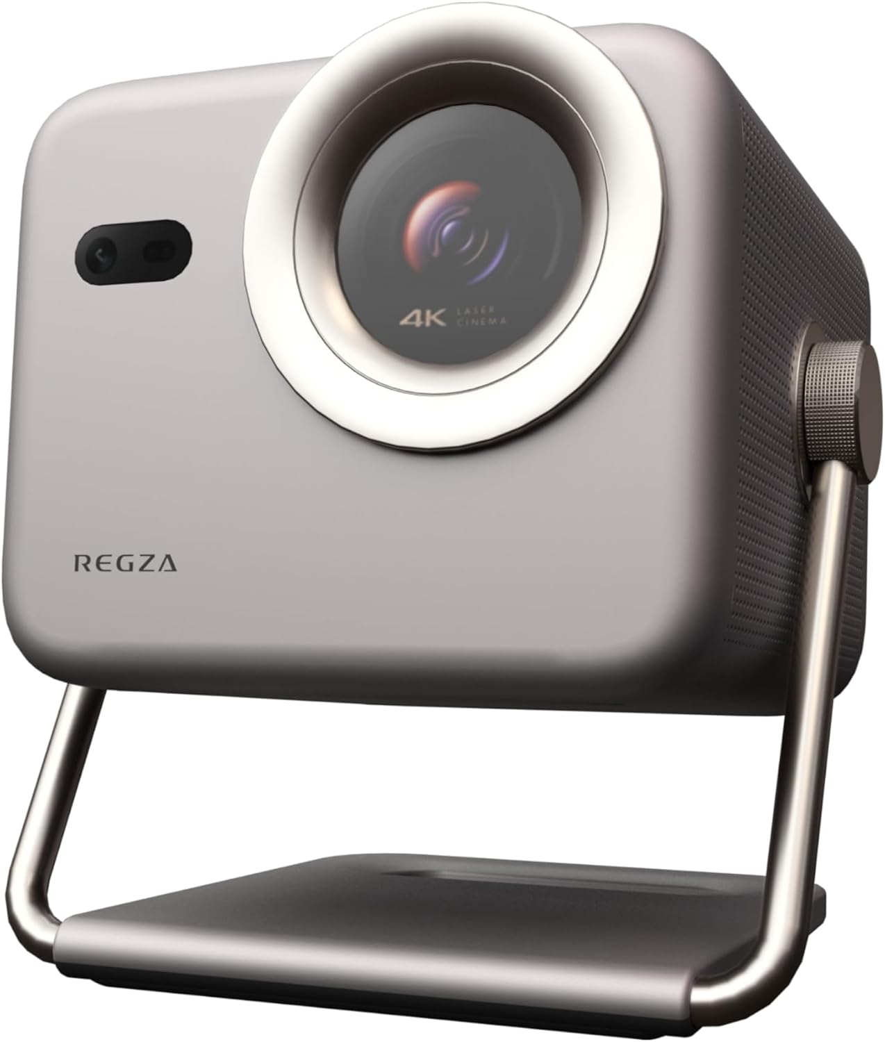 REGZA(レグザ) 4K プロジェクター RLC-V5R-S(RGB 3色レーザー / 光学ズーム/小型・軽量 / 20W 2.0ch / Google TV搭載/スマホ連携 / 1100 ISOルーメン/自動台形補正/自動フォーカス調整/自動障害物回避/壁面色自動補正/目の自動保護機能/スタンド一体型/光るリモコン)
