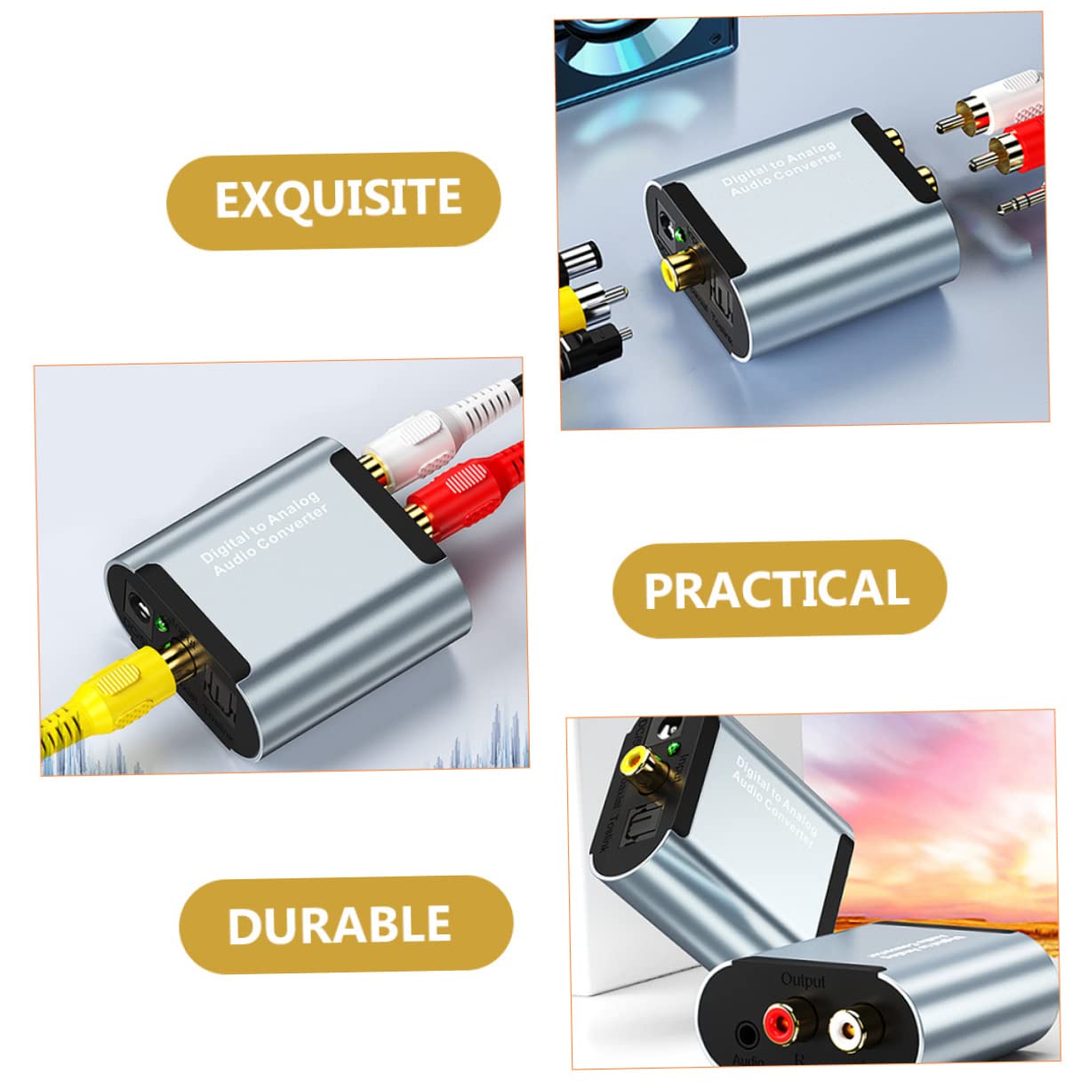 OSALADI Lot De 2 Convertisseurs Audio Analogiques À Fibre Optique Numérique Vers Analogique Réglage Du Volume Sortie Casque 3 5 Mm Audio Domestique/professionnel