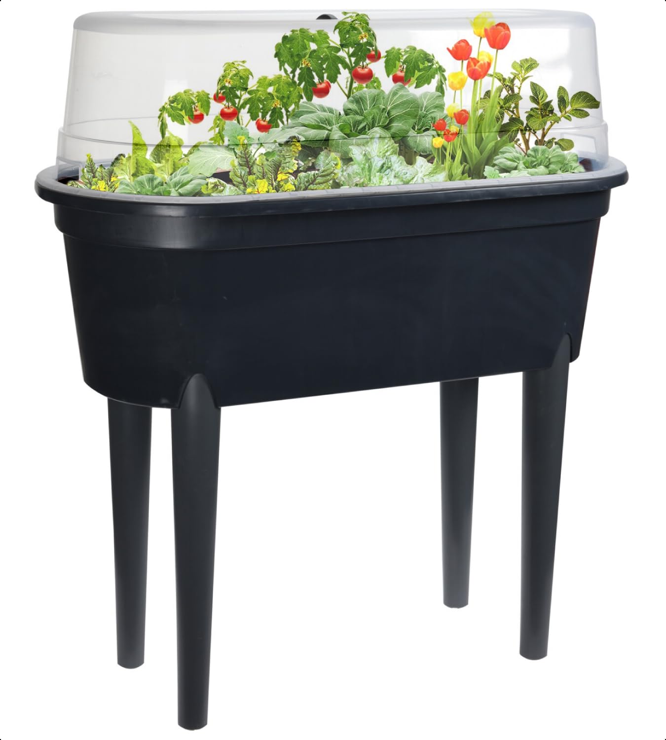 idooka Small Planter Propagation Station Grow House for Indoor or Outdoor Use, Potting Bench Ideal Plastic Pop Up Plant Nursery for Small Gardens, Patios or Spaces (Grey)
