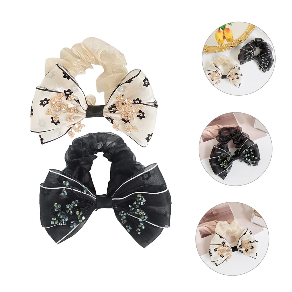Didiseaon 2 Juegos De Coleteros Elegantes Para Niñas Con Lazo Y Lazo De Satén Para El Pelo Decoración Para Mujeres Y Niñas (2 Unidades)