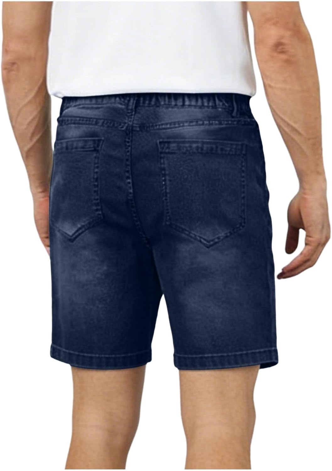 Men's Jorts Baggy Jean Shorts Mid Waist Vintage Summer Denim Shorts Wide Leg Casual Solid Color Denim Short
