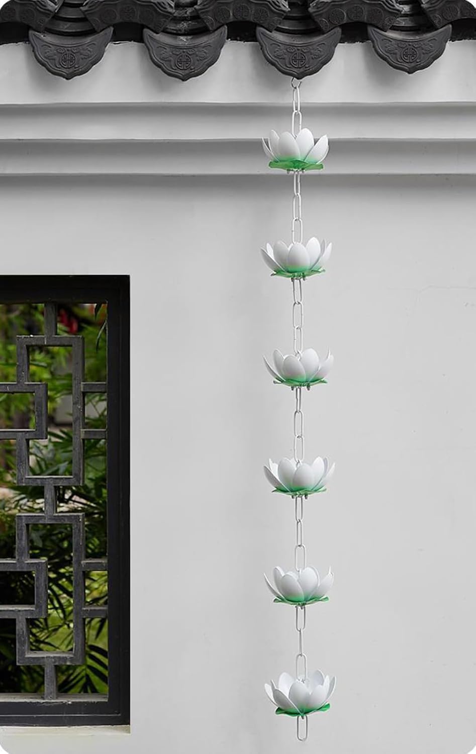 Lotus Rain Catcher Chain,Aluminum Alloy Adjustable Rain Chain,Metal Rain Chains,Rain Chains for Gutters for Heavy Rain