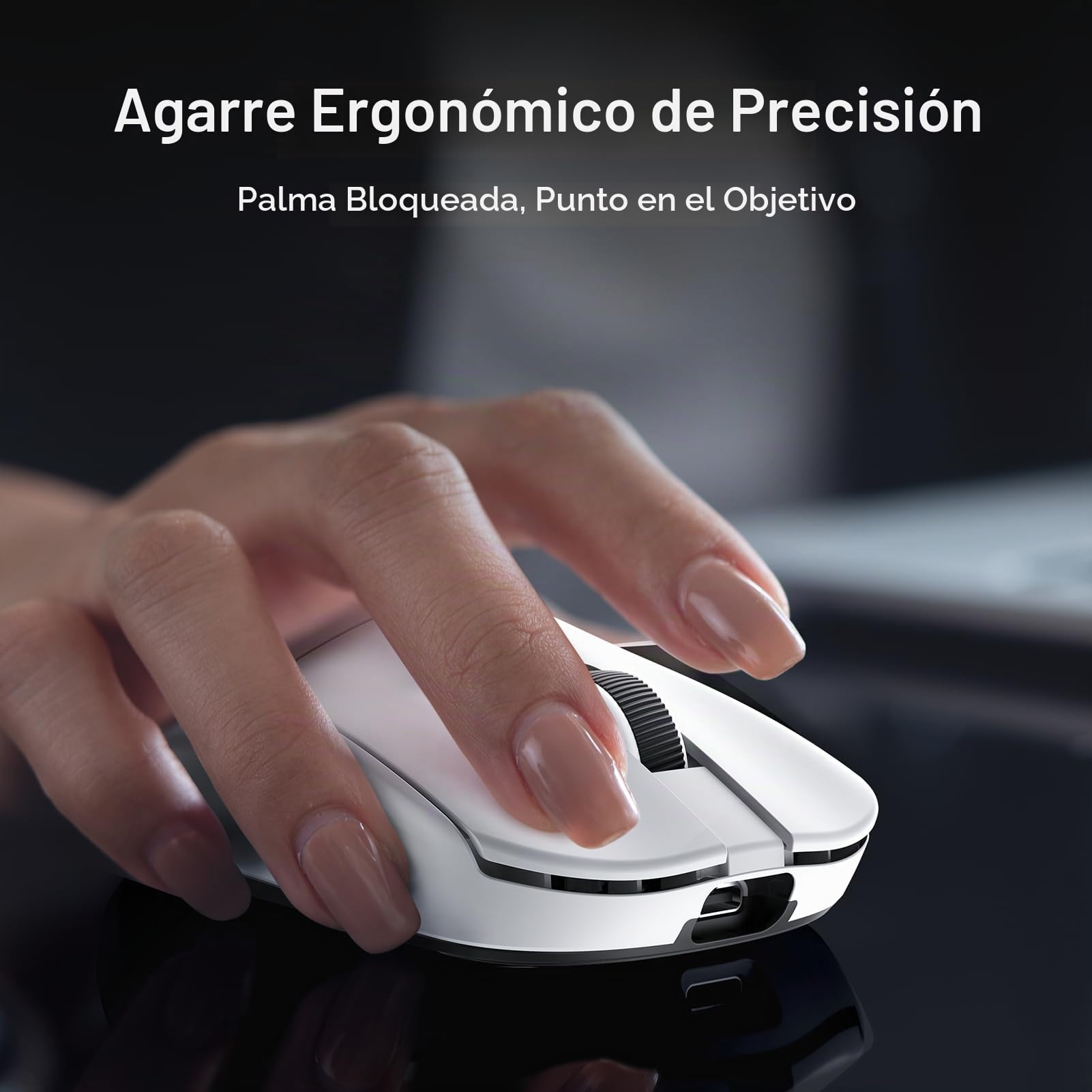 MCHOSE L7 Pro Ratón Gaming Inalámbrico - Ratón Ultraligero de 39g, 8000Hz de Frecuencia de Actualización Inalámbrica, 2,4G/BT/USB-C con Cable, 26000 dpi, 650 IPS, 200 Horas de Batería, Blanco