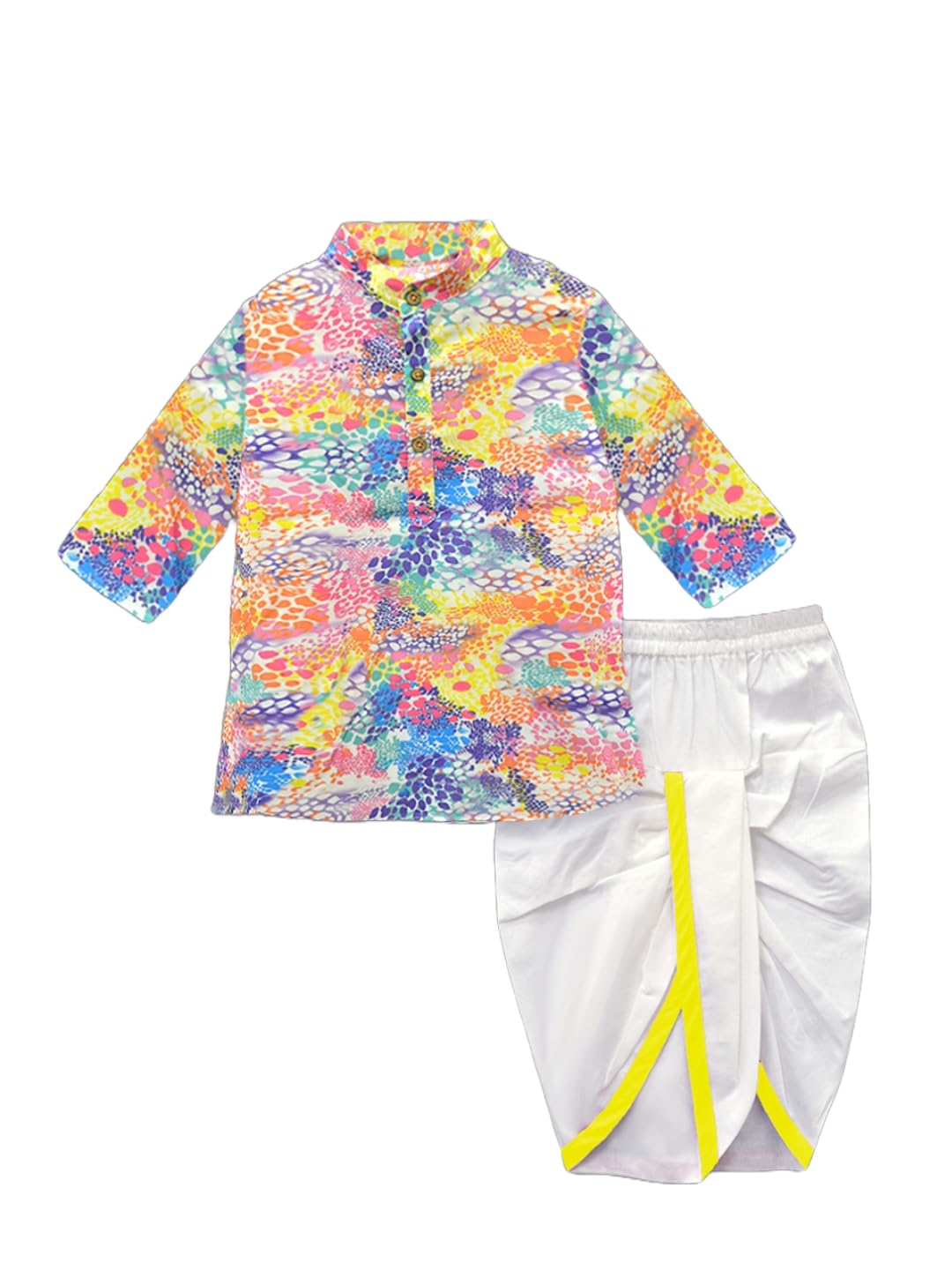 A.T.U.N. (All Things Uber Nice) Multicolor Leopard Print Boys Kurta & Dhoti Set