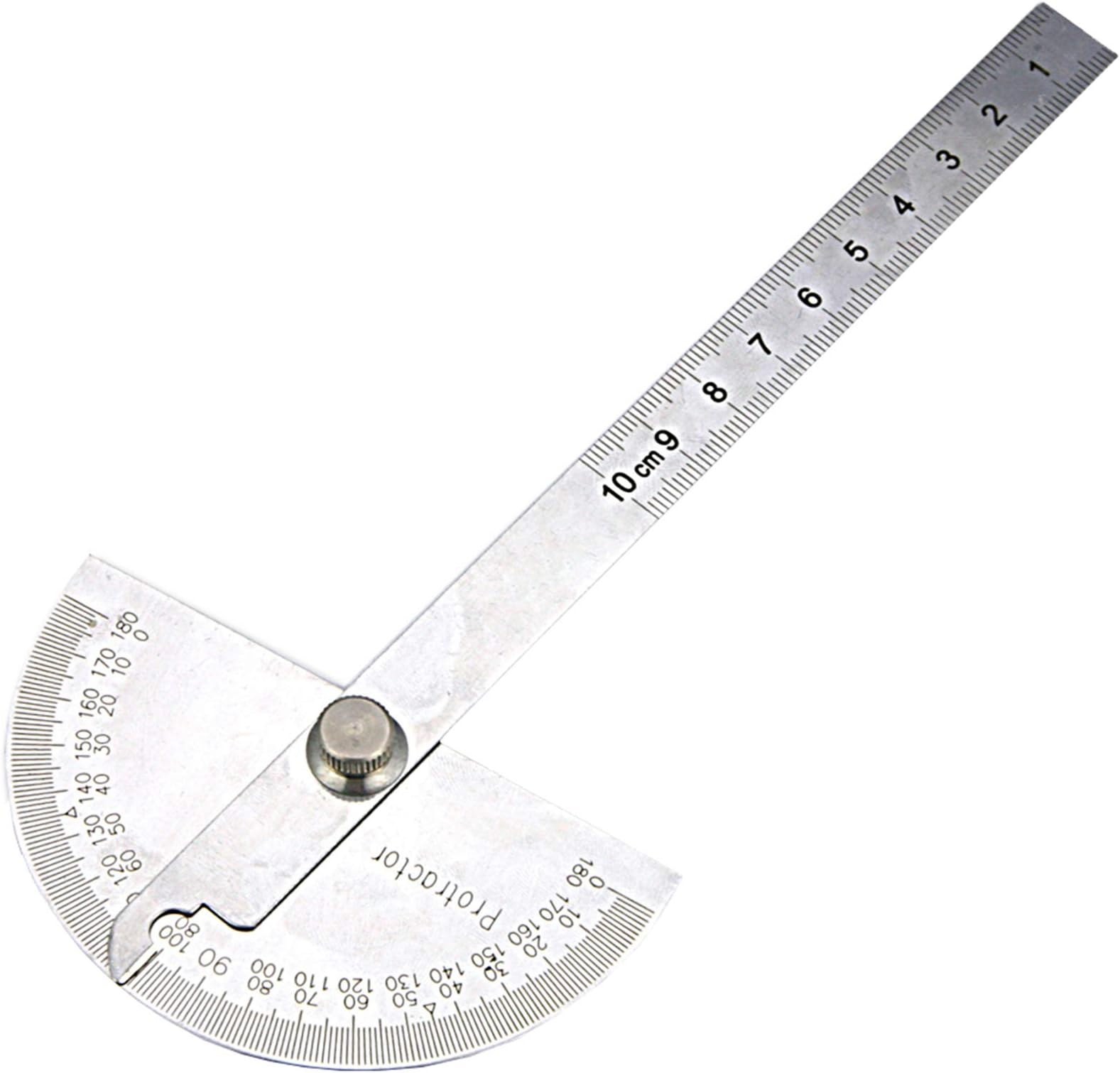 Nortools Protractor - Angle Finder Stainless Steel 0-180° Round Head Adjustable Protractors Ruler Woodworking Machinist Craftsman Ruler Machinist Tools(10 cm/ 3.94 Inch)