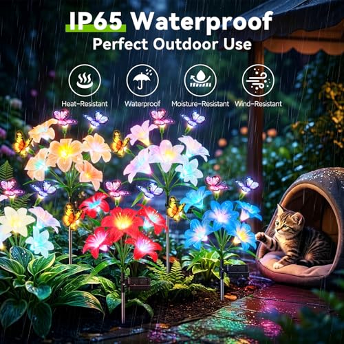 [Prime] Ahaorigin Solar 7-Color Changing Lily Flower Garden Lights: 4-Pack $13.96, 8-Pack - image 5