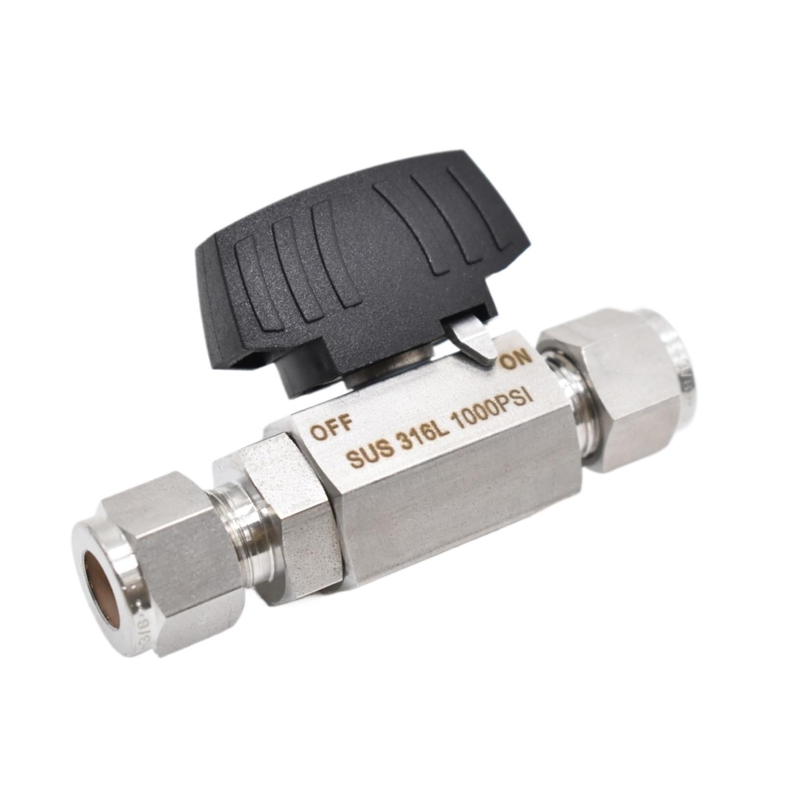 SS316L Valvola a sfera esagonale in acciaio inossidabile manuale 1000psi bidirezionale Gas Laboratorty Instrument Stop (1 cm)