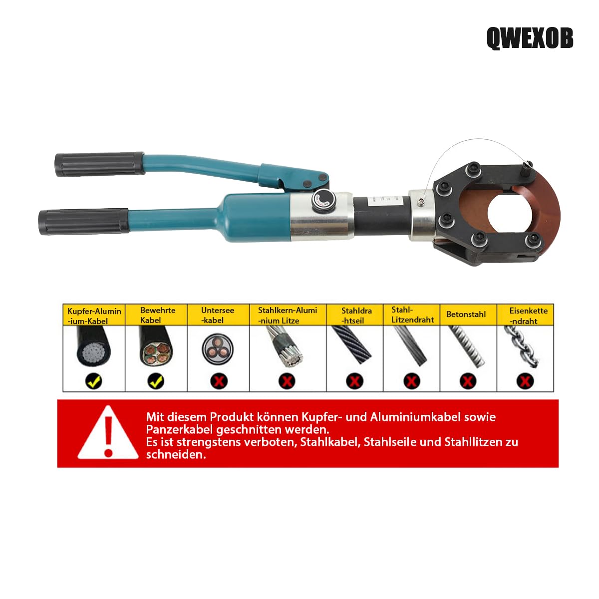 Hydraulischer Kabelschneider 70kN 50mm geeignet für Cu/Al-Kabel