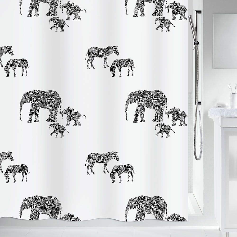 Rideau de douche occultant Spirella Serengeti noir grand format 180x200 cm
