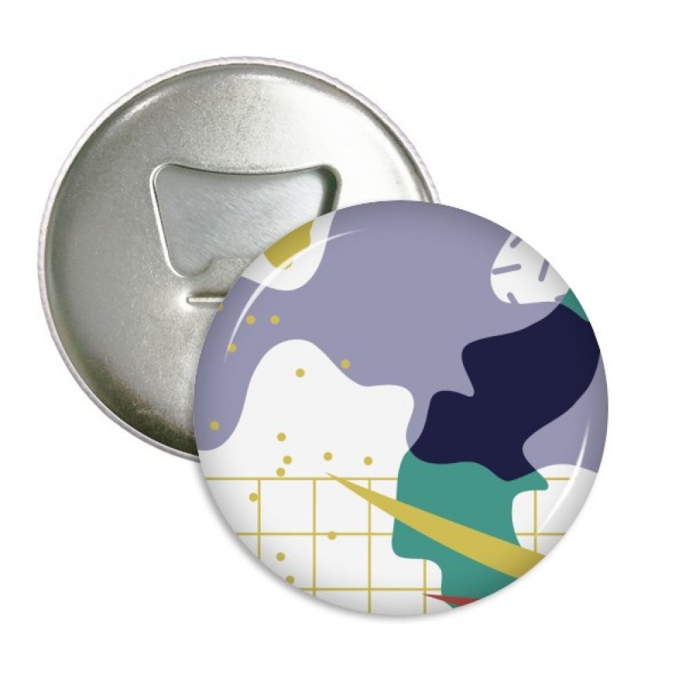 Bouton d'insigne décapsuleur aimants pour réfrigérateur motif abstrait argent 3pcs