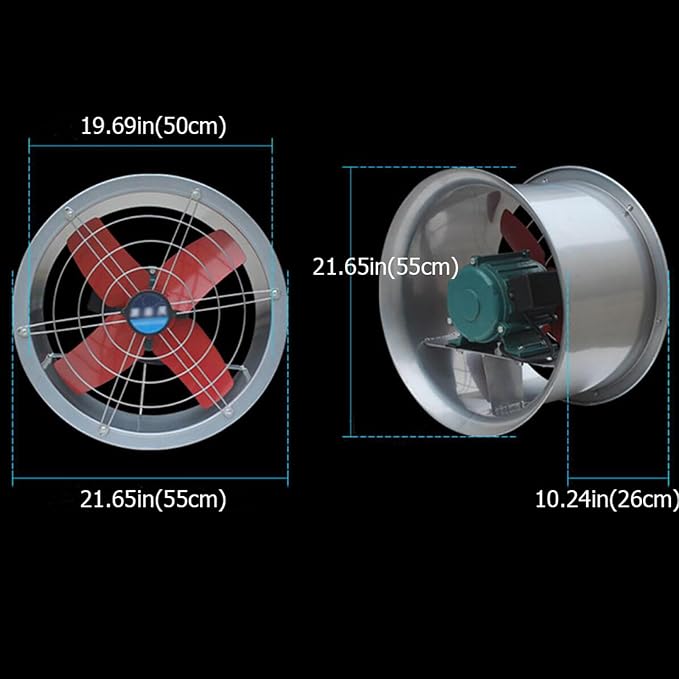 Extractor axial de cilindro de 20'' 220V montado en pared para ventilación portátil con volumen de aire 6000 m3/h miniatura 2