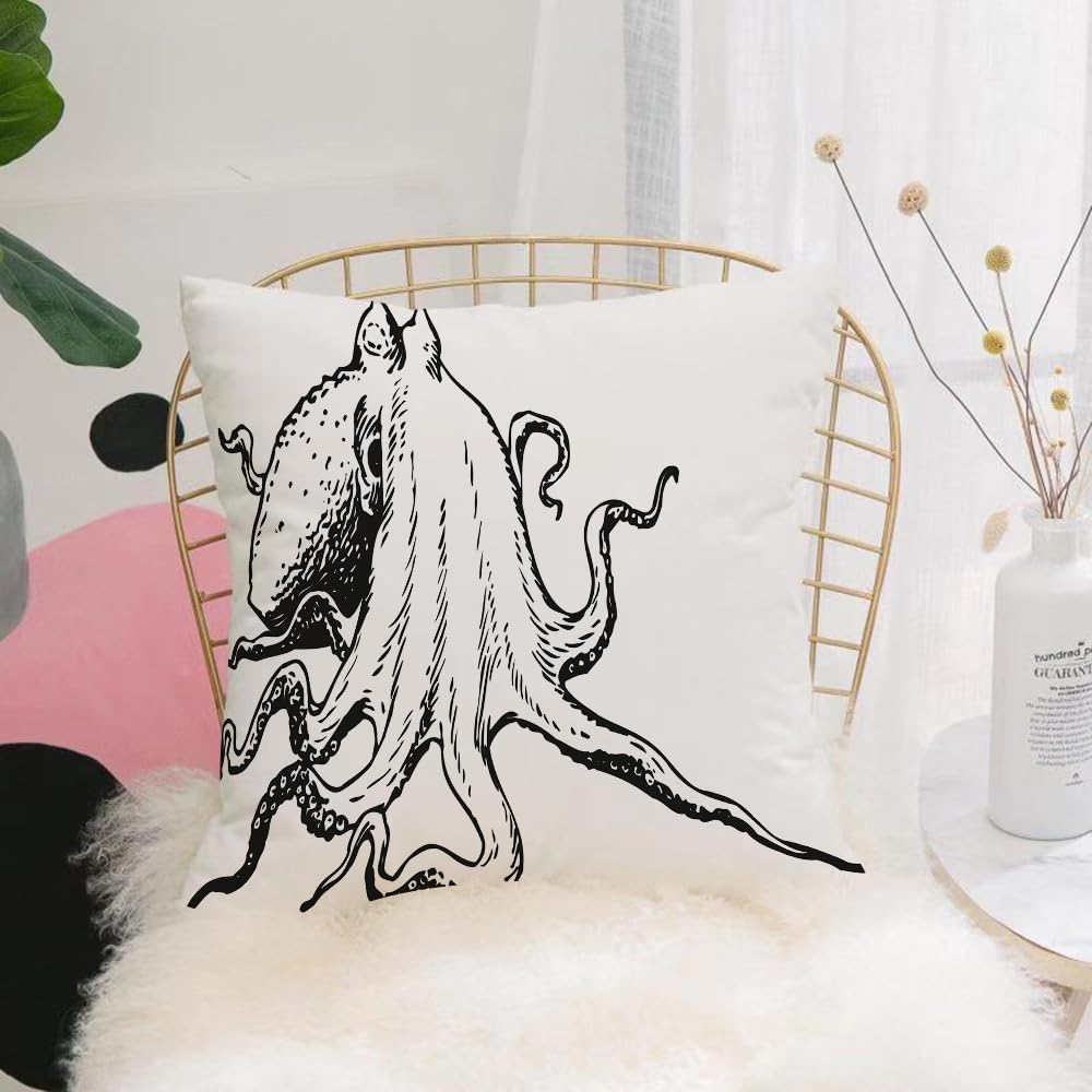 HYOSXW Cushion Cover,Throw Pillow Case Home Decorative for Living Room Bedroom Sofa Chair 16X16 Inch,Octopus decor, octopus with huge tentacles underwater wildlife,Pillowcase 40X40cm