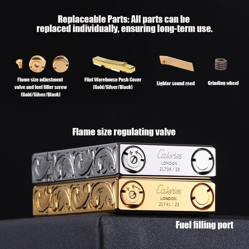 Encendedor clásico de latón dorado con llama suave recargable miniatura 5