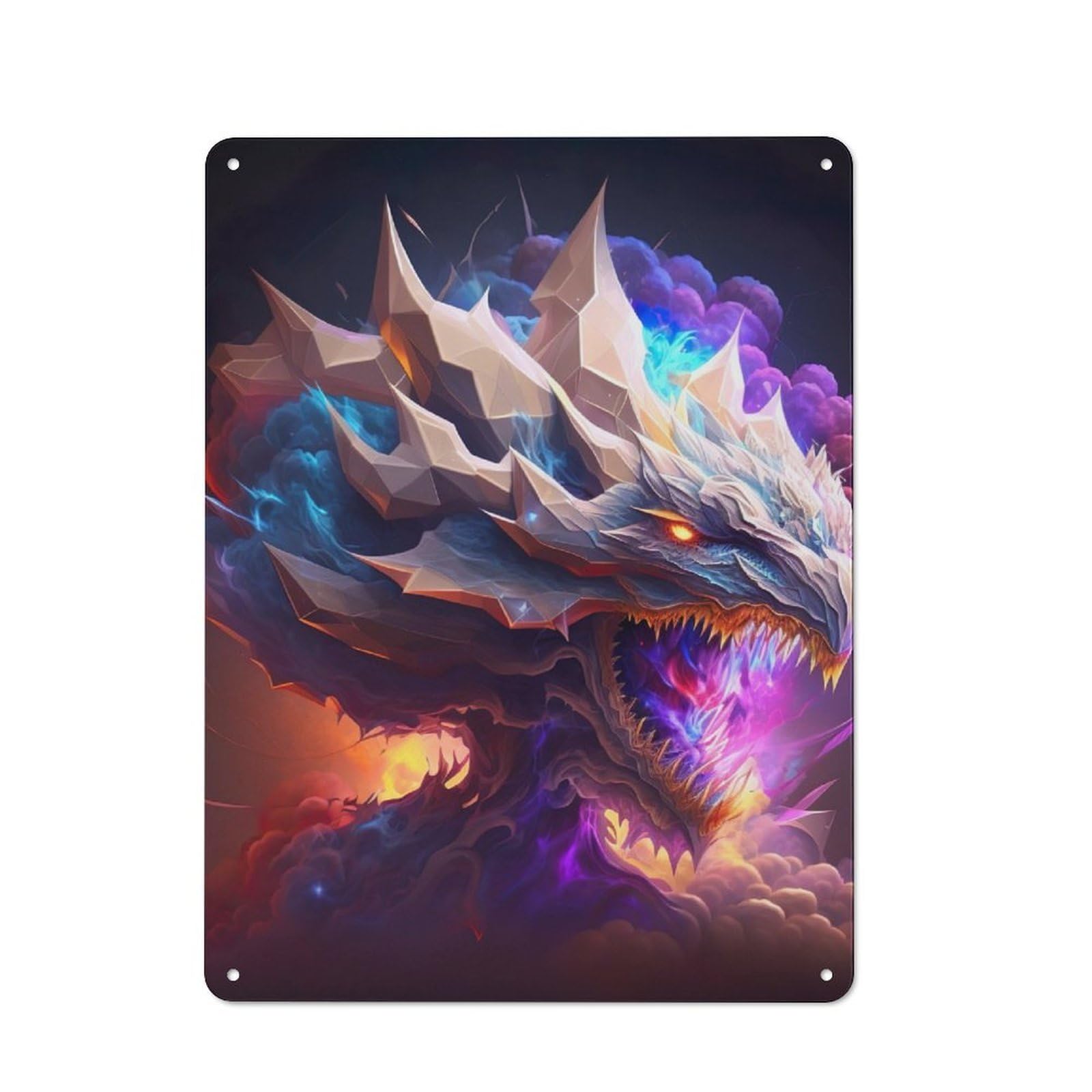 Junmoney Dragon In Smoke V2 Metal Sign 40X30cm With For Workshop Wall, Rustic Decor, For Collectors Decorating Workshops And Hobby Rooms