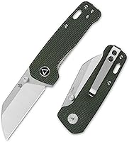 Vista 8 de QSP Penguin - Cuchillo de bolsillo mini plegable, hoja de 2.25" Sandvik 14C28N de dos tonos satinados, mango de micarta marrón oscuro, bloqueo