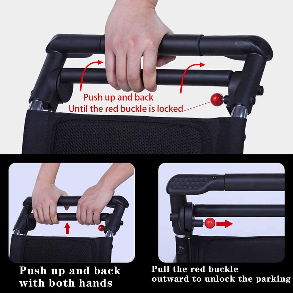 Portable Folding Wheelchair, Travel Wheelchair with handbrake, Ultra-Light Wheelchair for The Elderly and Children (with Bag) : Health & Household
