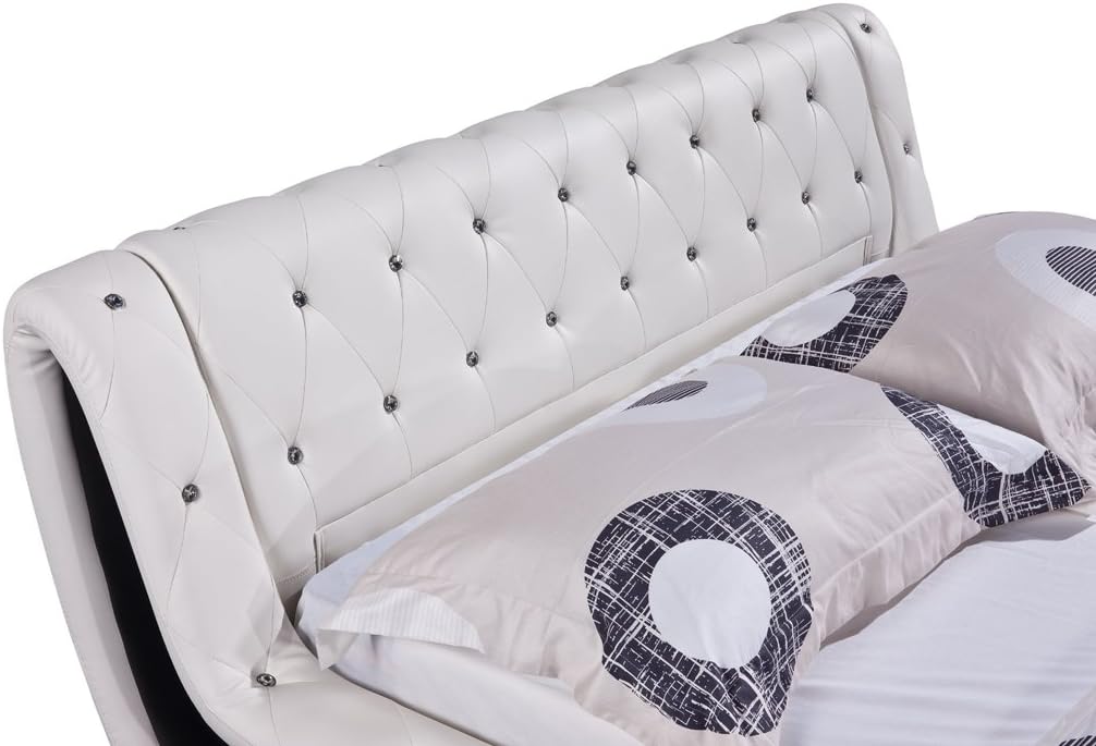 Dorian White Faux Leather Modern Platform Bed (Cal King)