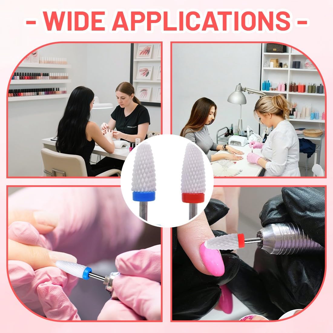 4 Pezzi Punte Fresa Unghie In Ceramica Per Manicure Pedicure Professionale, Set di punta levigatrice unghie, Punta Fresa Rimozione Gel, Fresa Per Cuticole E Unghie Naturali O Ricostruite