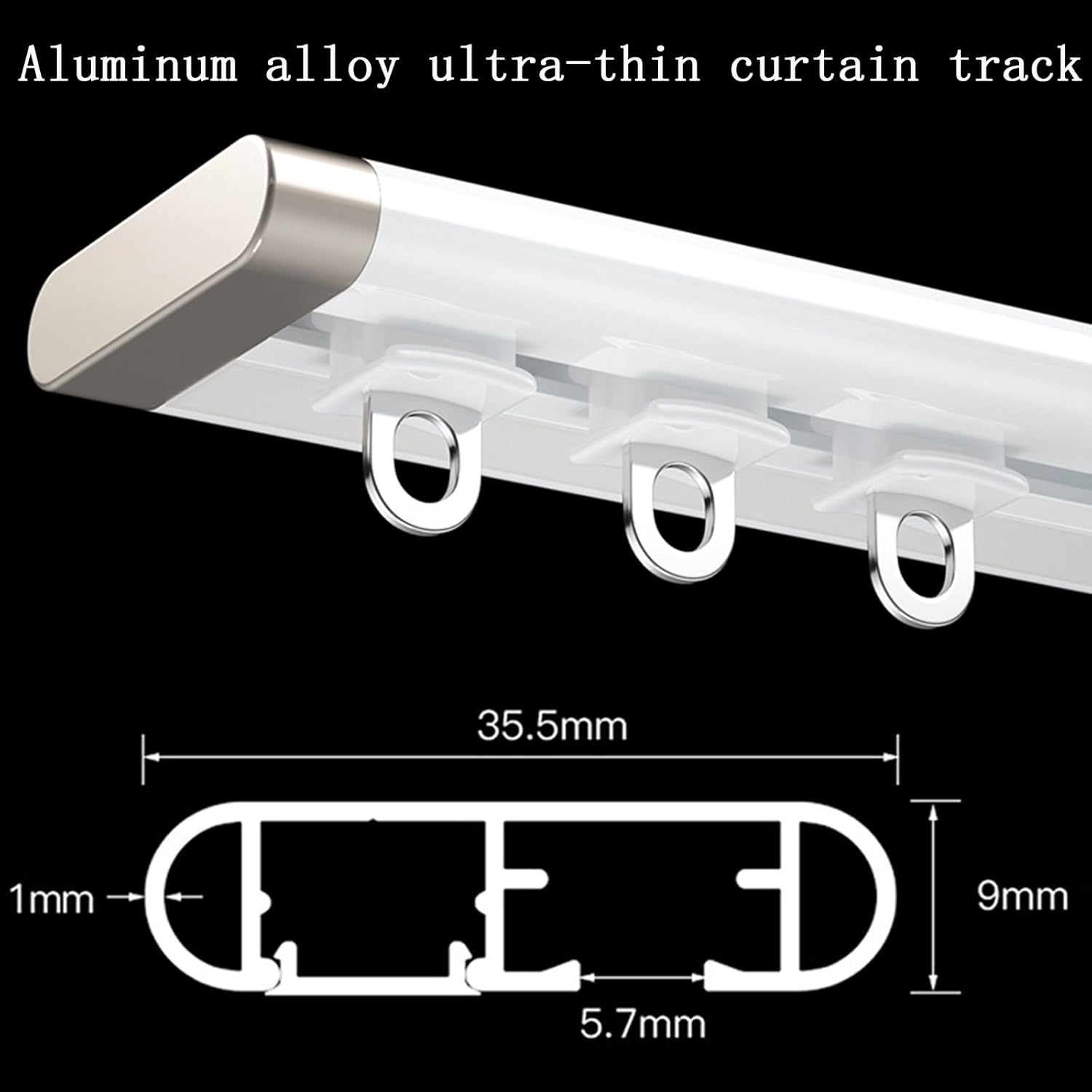 Heavy Duty Ceiling Curtain Track System, Ultra-Thin 3.3ft - 19.7ft Adjustable Curtain Rails for Room Divider, Durable Ceiling Mount Curtain Tracks (11.8ft/3.6m)