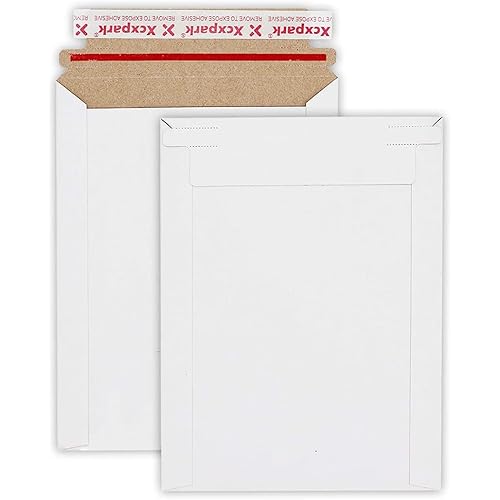 Xxcxpark 25 Pack Rigid Mailers 6.25 x 8.25 inches, Self Seal Photo Document Mailers Premium Cardboard Keep Flat Envelopes for Photos, Pictures, Papers, Files, CD