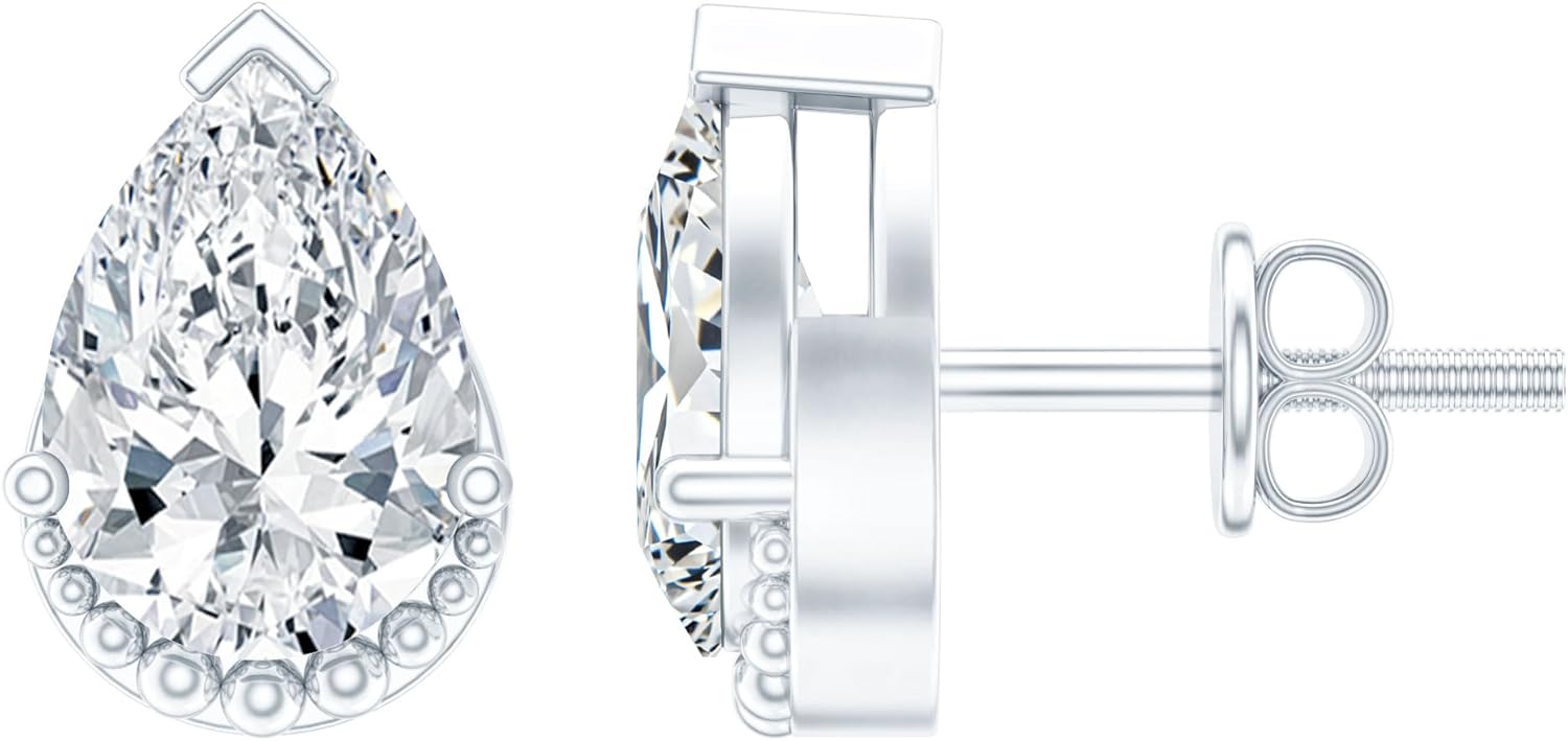 Mothers Day Gift, Certified 1.5 Carat Moissanite Stud Earrings in Silver, D-Vs1 Quality, Womens Moissanite Earrings