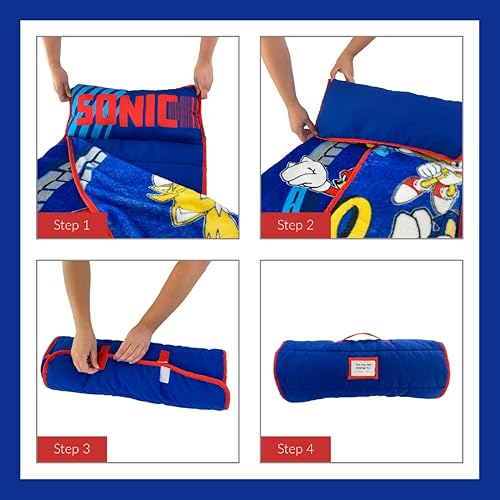 Miniatura 7 de Sonic The Hedgehog - Tapete suave para siesta de 21 pulgadas de ancho x 45 pulgadas de largo, con almohada y manta, perfecto para preescolar,