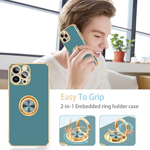 Miniatura 5 de Fingic Funda para iPhone 12 Pro, funda para iPhone 12 Pro con soporte de anillo, soporte delgado y delgado, soporte para automóvil, protección a