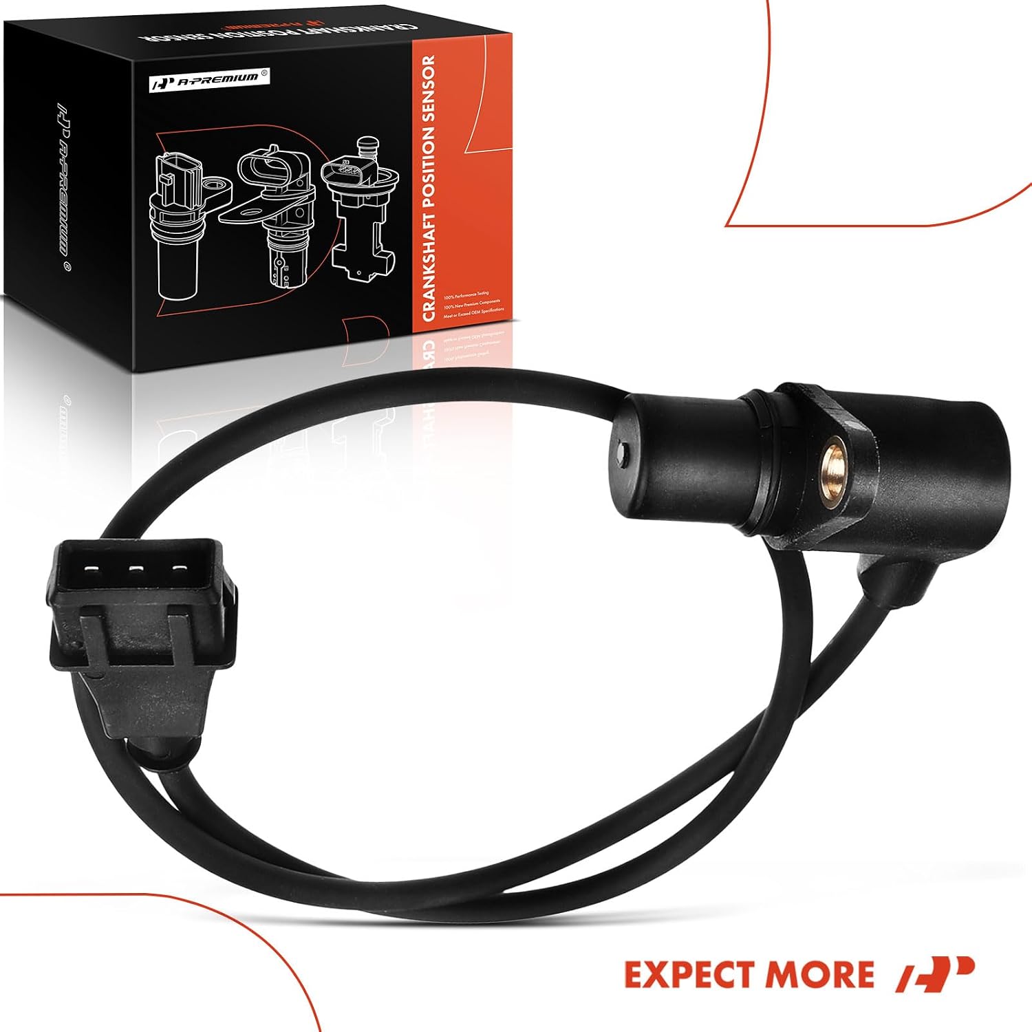 A-Premium Engine Crankshaft Position Sensor Compatible with Volkswagen Jetta Golf 1993-1999, Passat 1995-1996, Cabrio 1995-1999, Front, Replace# 021907319B