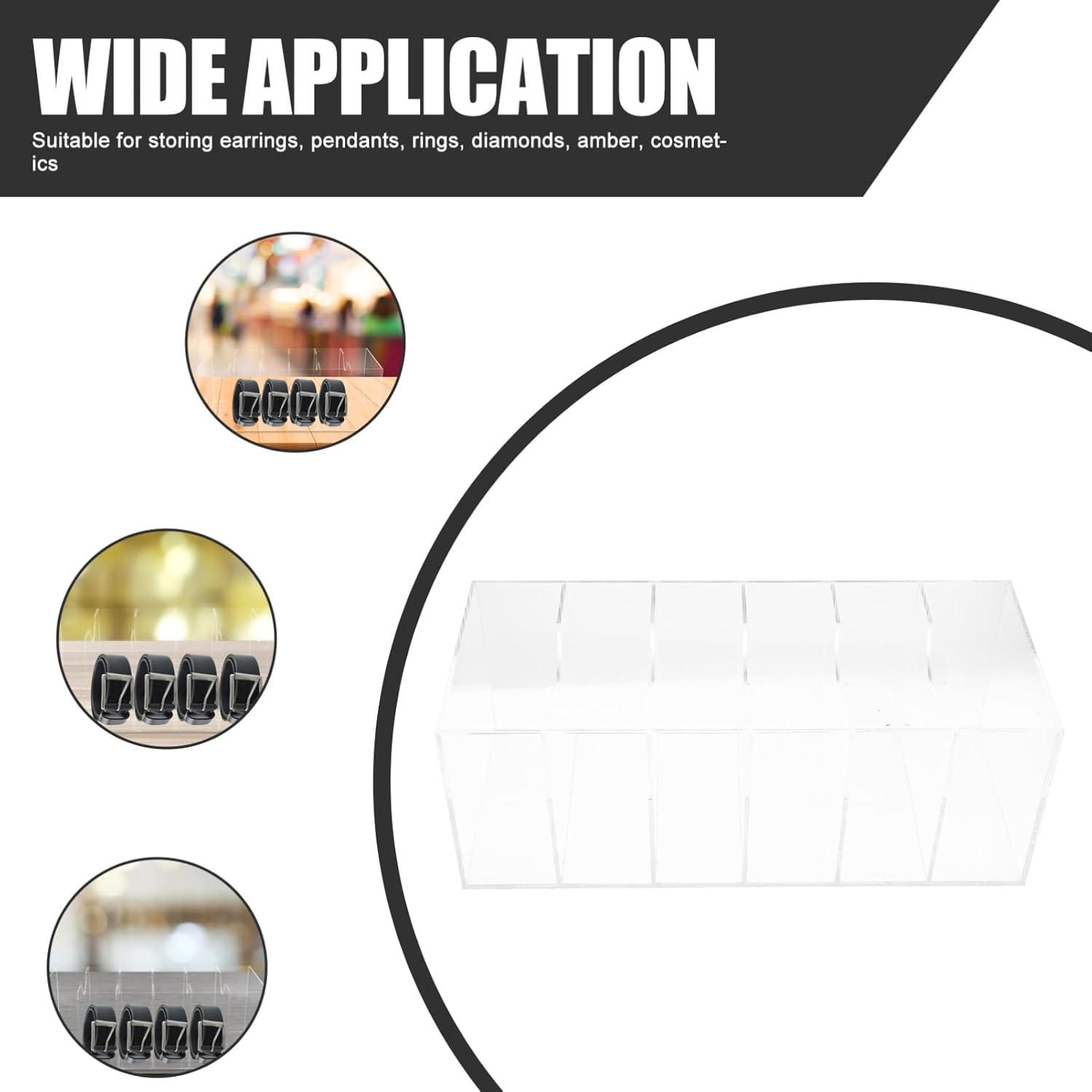 Happyyami Acrylic Belt Storage Box Multi-Grid Organizer for Belts Watches and Accessories for Home Retail Displays and Giving Special Occasions