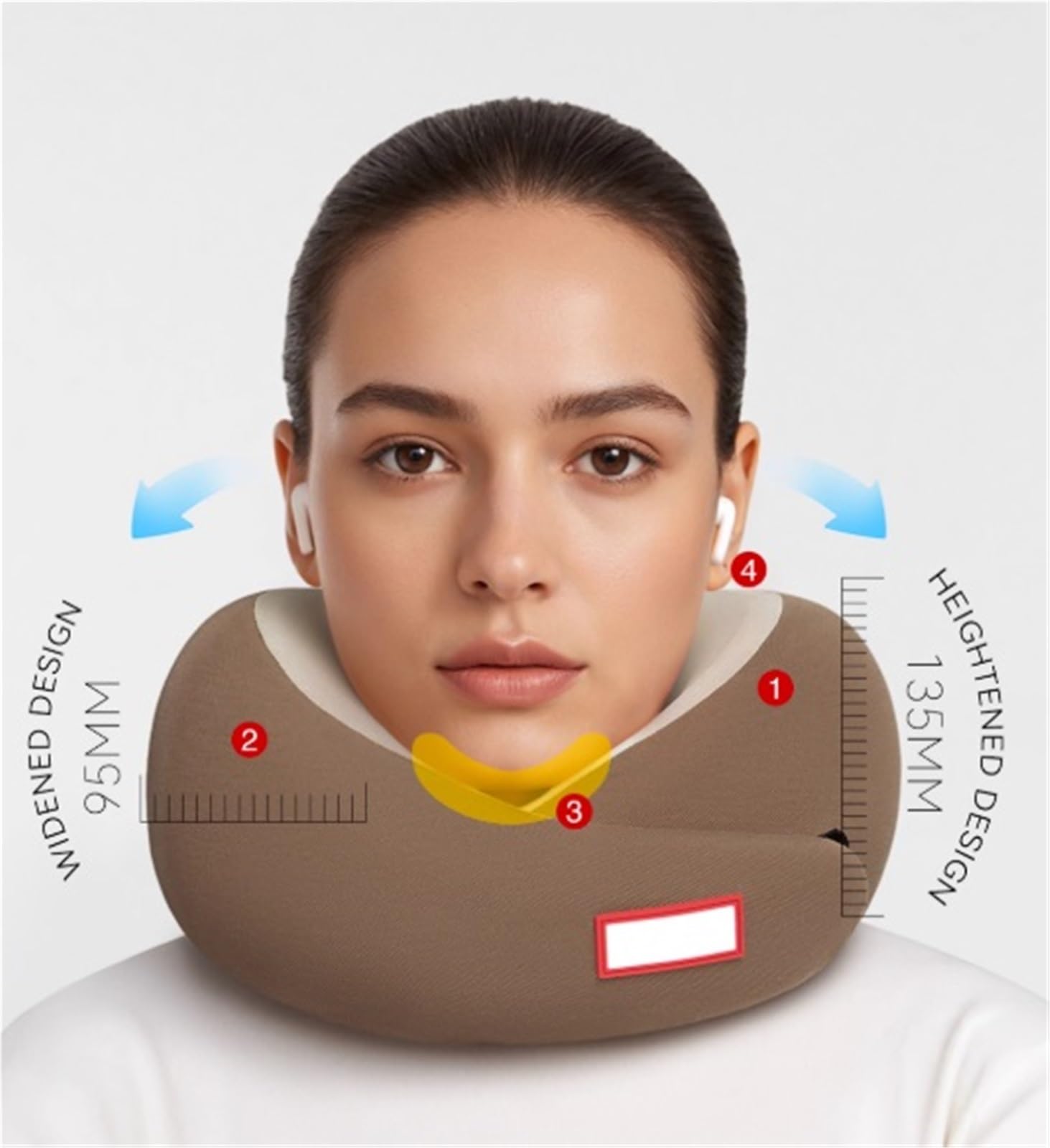 Cuscino da Viaggio per Aereo Auto E Treno Cuscino for Ufficio A Forma di U, Supporto for Il Collo da Viaggio(White)