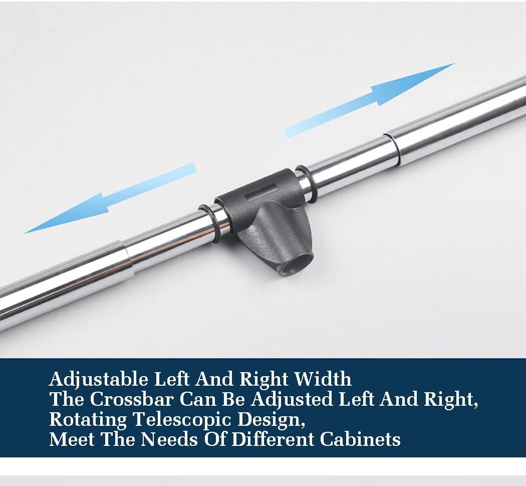 Adjustable Hang Pull Down Closet Rod with Pneumatic Buffer, Wardrobe Rail for Clothes, 510-1210mm Width, 20KG Load Capacity, Easy Access Clothing Organizer image 5