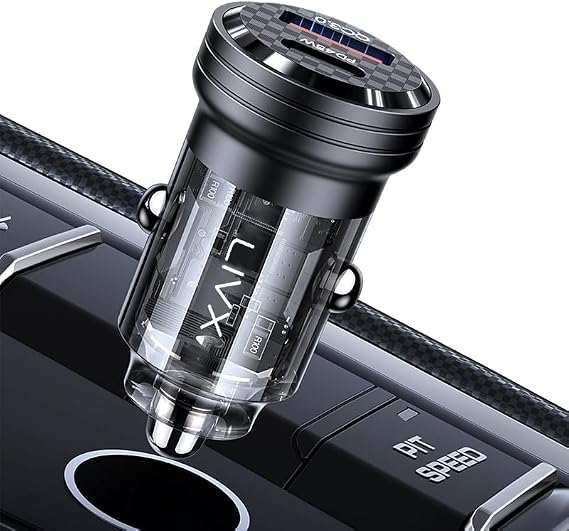 LivX Transparent 45W PD/QC Type C and USB Output Ultra Fast Mini Car charger L35