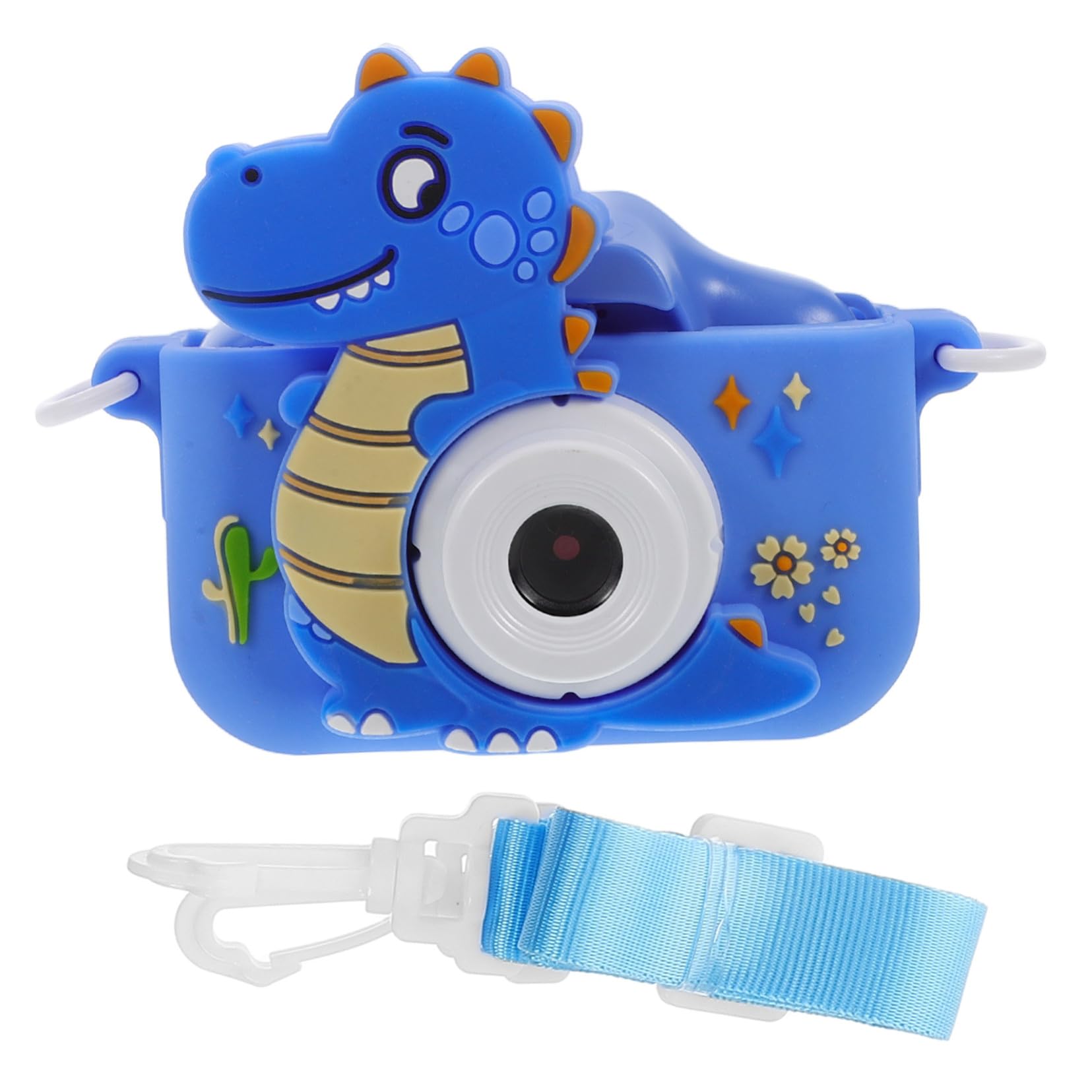 UTHCLO Cámara Digital Infantil Instantánea con Doble Lente HD Diseño Dinosaurio Azul Resistente y Duradera para Fotos y Vídeos Interiores y Exteriores Juguete Educativo