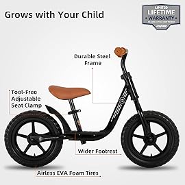JOYSTAR 10 Inch Toddler Balance Bike 2 Year Old Push Bicycle with Footrest Glider Bikes Toddler Bike No Pedal Bicycle for Baby Birthday Gifts for 2-4 Boys Black