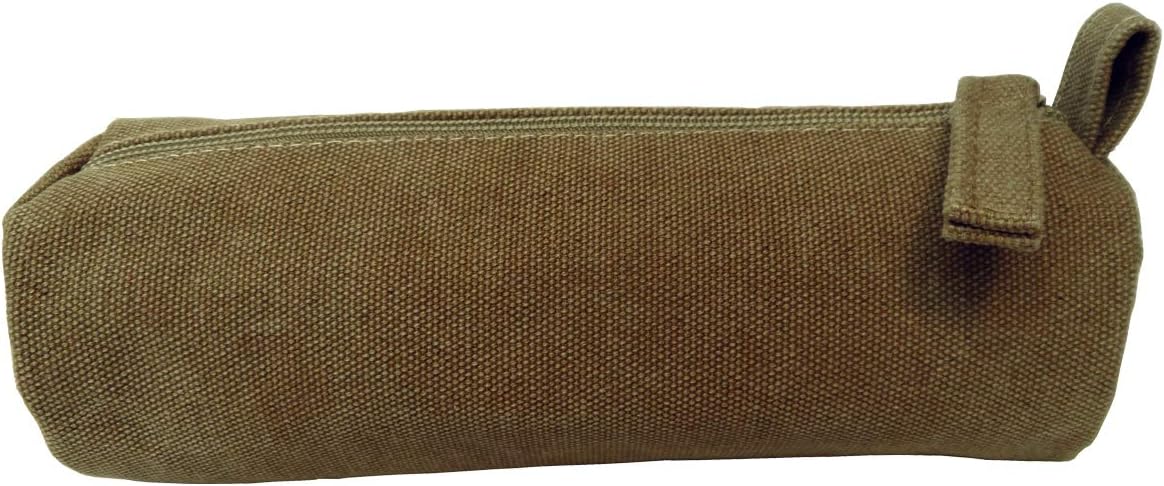 Heavy Canvas Stationery Portable Compact Simple Zipper Pencil Case and Durable Small Medicine Bag 1 Pack Khaki