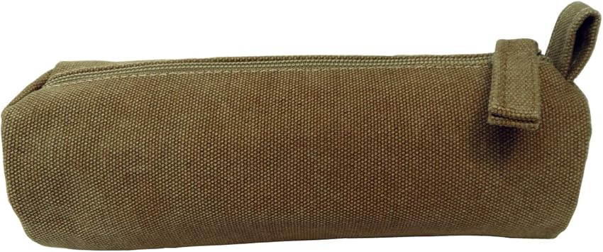 Enyuwlcm Heavy Canvas Stationery Portable Compact Simple Zipper Pencil Case and Durable Small Medicine Bag 1 Pack Khaki
