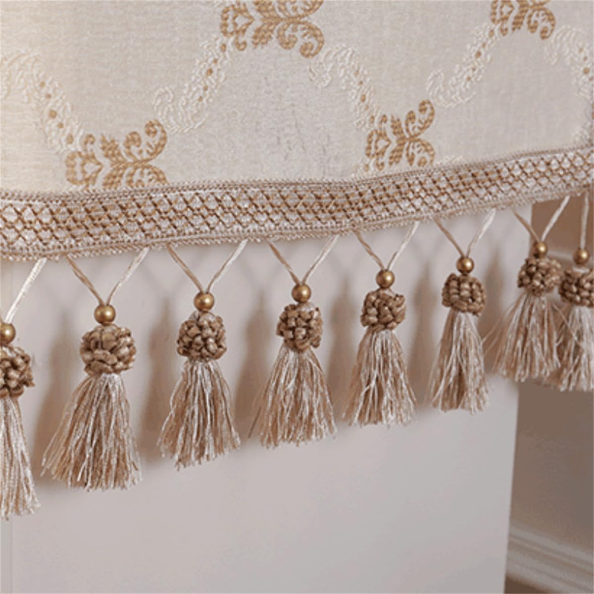 Small Rectangle Tablecloth - Nightstand Tablecloth with Tassels - Golden Floral - 17.7*47.2inches