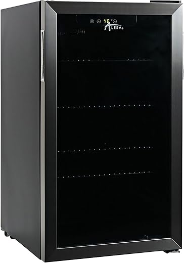 Alera 3.4 Cu. Ft. Beverage Cooler, Stainless Steel/black