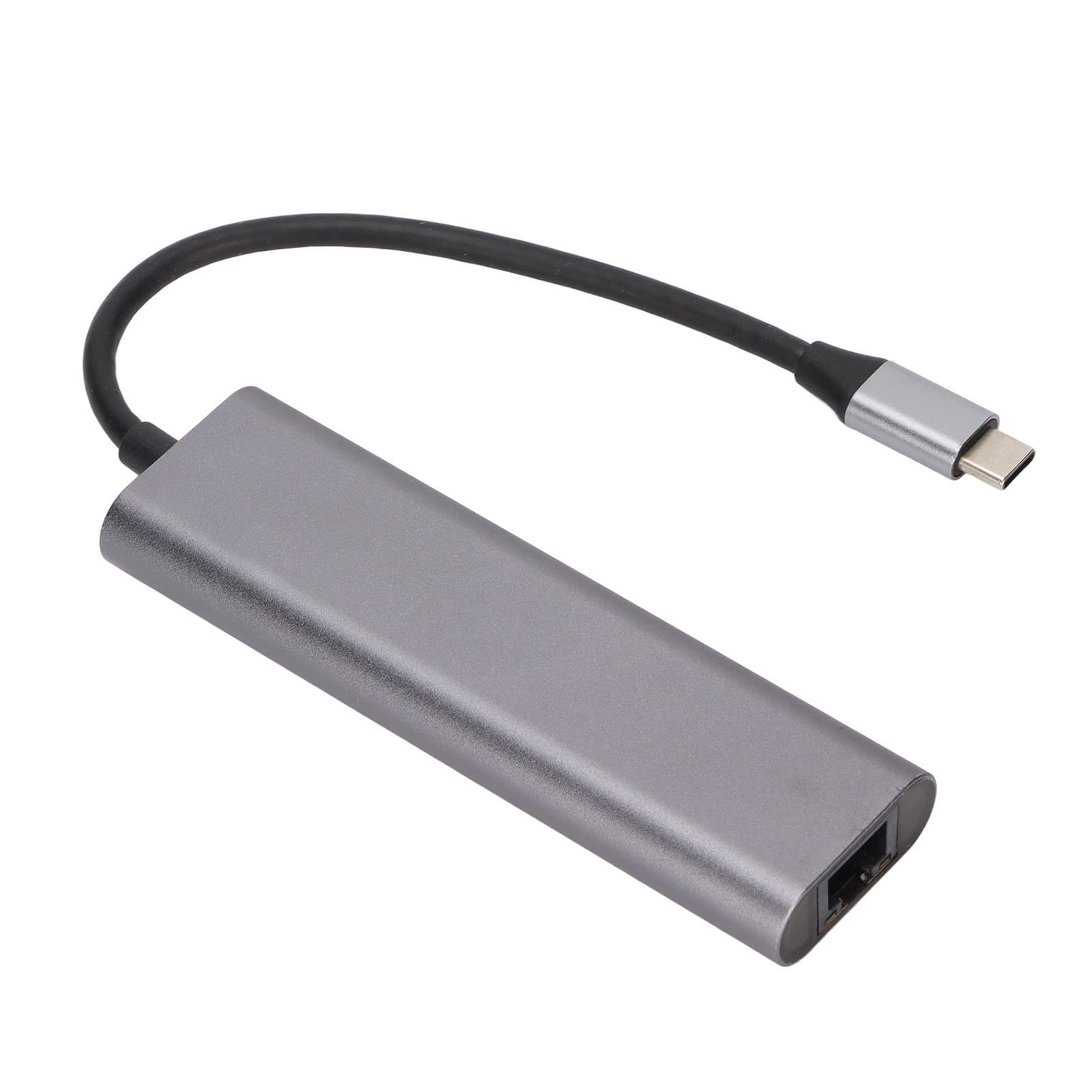 Zunate 5 in 1 Type C Hub, USB C USB3.0 RJ45 PD Fast Transmission Heat Dissipation Expansion Dock for Desktop Laptop