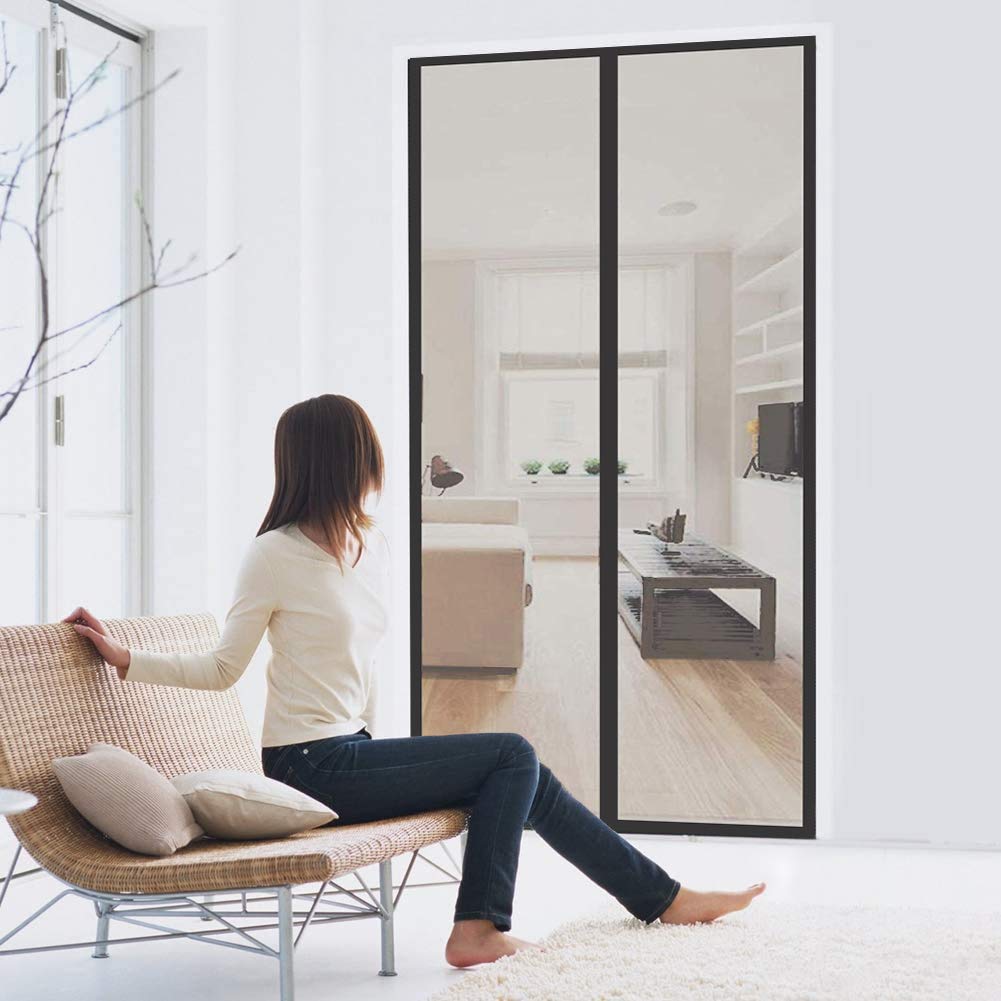 Zanzariera A Chiusura Automatica 210x195cm, Tenda zanzariera, Chiusura Automatica Chiusura Automatica, per Porte d'Ingresso,Porte, Cortili - Nero