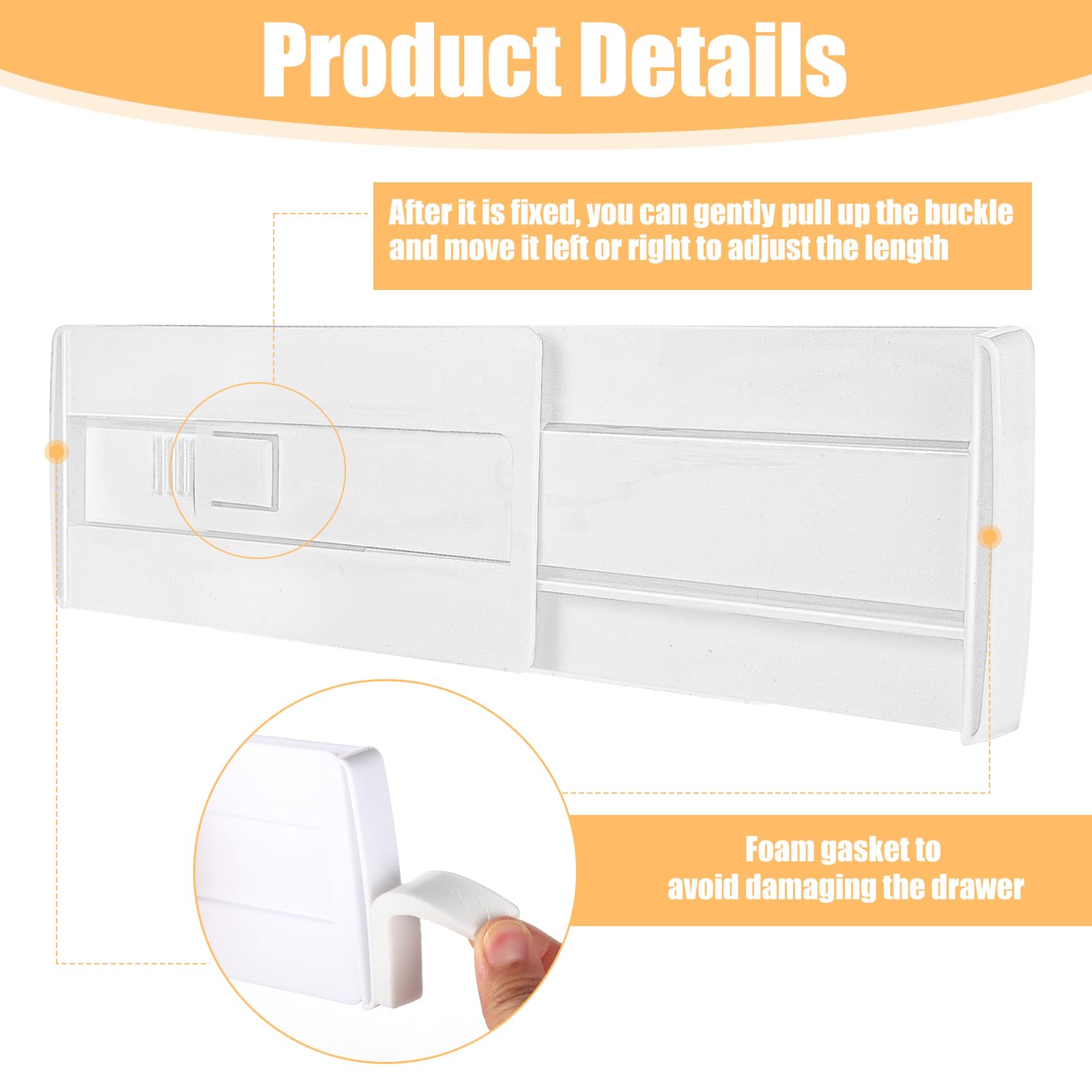 Lyfelights 8-pack ladeverdelers, 3,2 inch hoog uitbreidbaar van 12,2-21,4 inch verstelbare ladeorganisatoren, doorzichtige plastic ladenscheiders voor