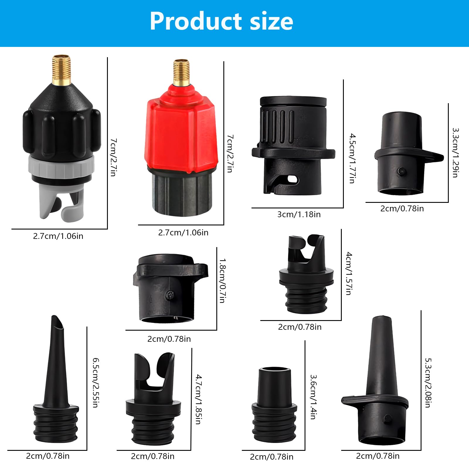Funmo Adaptateur de Kayak, Adaptateur de Pompe Sup Gonflable, Adaptateur Pompe Kayak Embout de Gonflage Accessoire de Compresseur, Adaptateur Pompe Kayak pour Paddle, Kayak, Dériveur, Lit Gonflabl