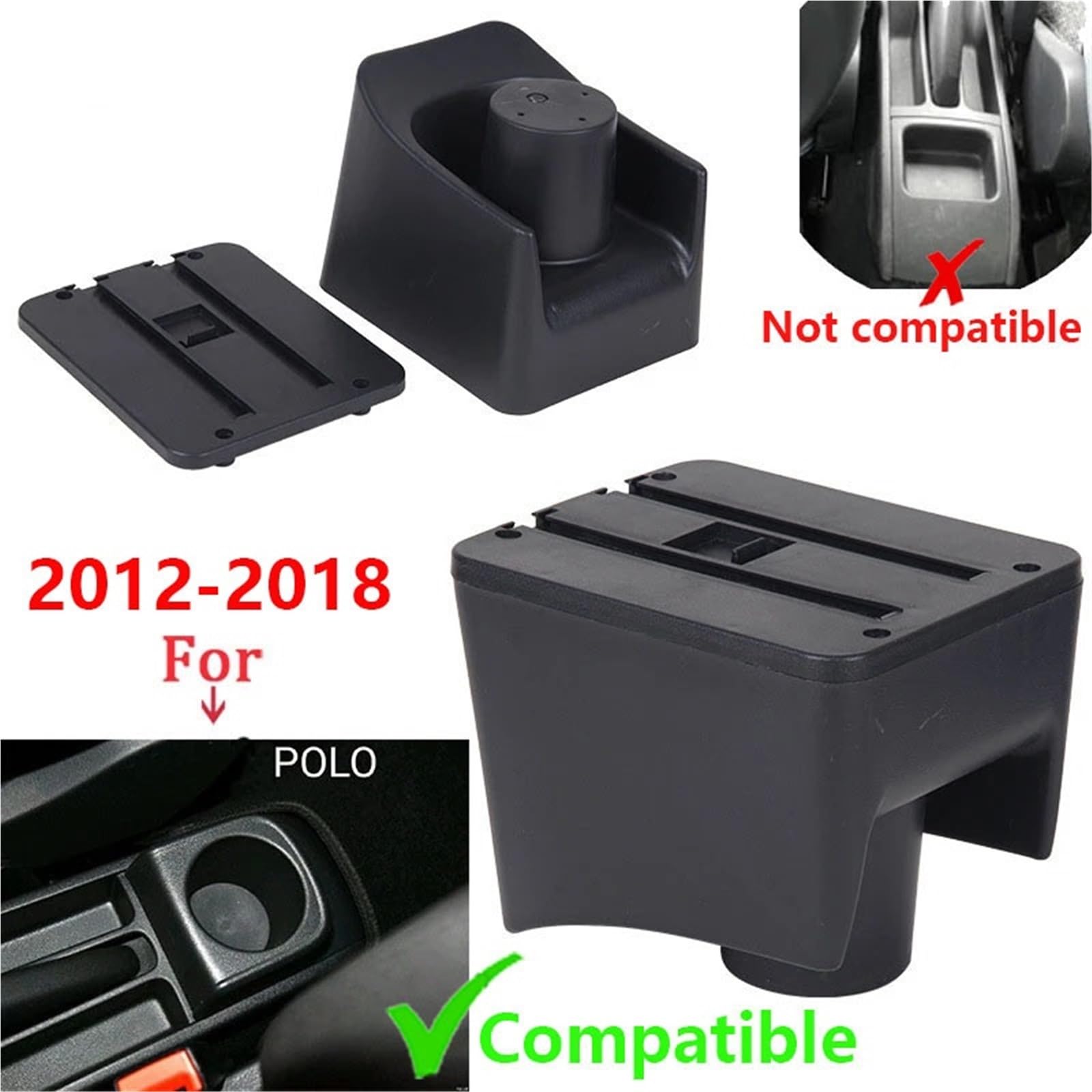 Armsteun Richter Bush Podłokietnik Pasuje Do VW POLO Mk5 6R Vento 2012-2018 Podłokietnik Samochodowy Pudełko Do Przechowywania Części Wewnętrznych Akcesoriów Samochodowych(B2 Black line 3USB)