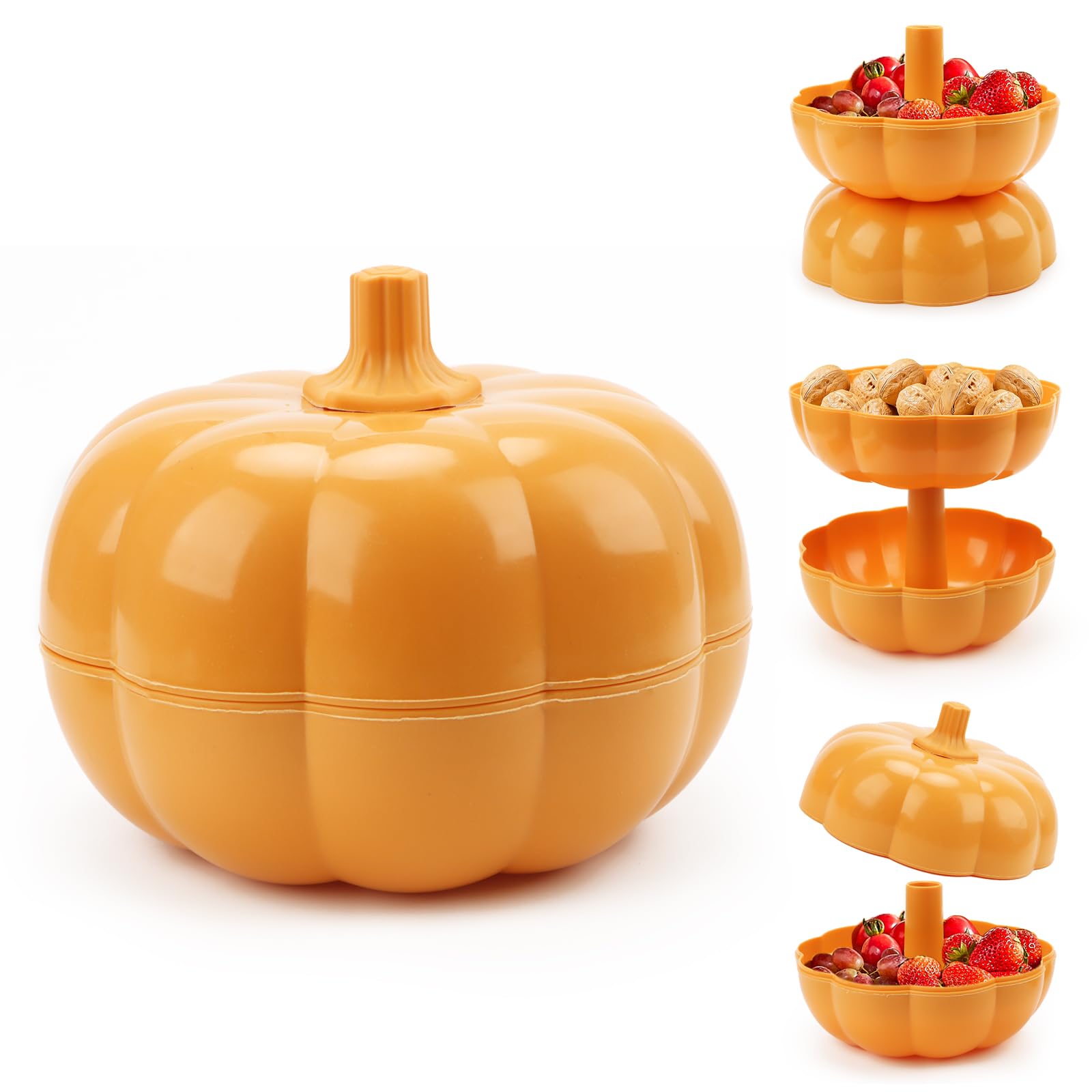 Halloween Kürbis-Servierschale Mit Deckel – 3-teilig, Ca. 20x20x16 Cm – Für Süßigkeiten & Snacks