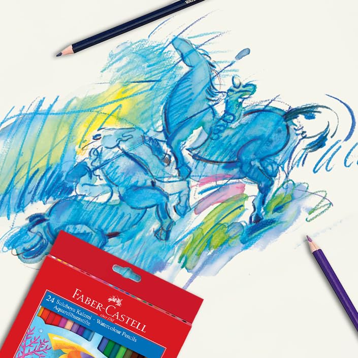 Faber-Castell Karton Kutu Sulu Boya Kalemi, 24 Renk, Suda Çözünebilir, Fırça ve Kalem Hediyeli, Yaratıcılığı Destekleyen Boya Kalemi