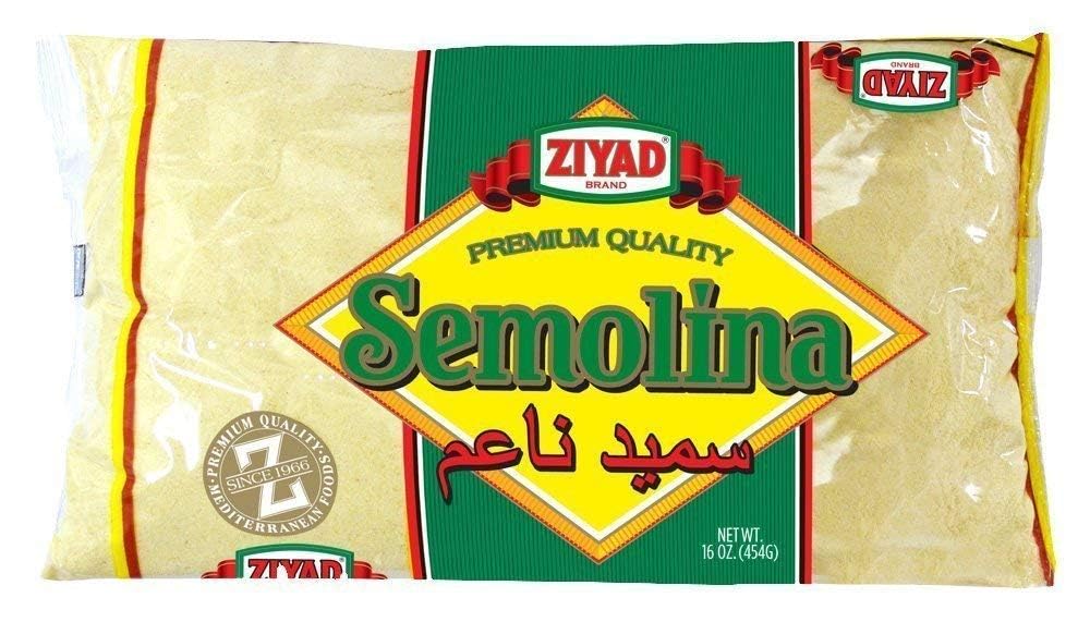 Ziyad Premium Quality Semolina – Finely Ground, Smooth Wheat Cereal – High Fiber, No Cholesterol/Salt – Vitamin-Enriched, Vegan – Quick 30 Min Prep – Versatile for Sweet & Savory Dishes, 16 ounce